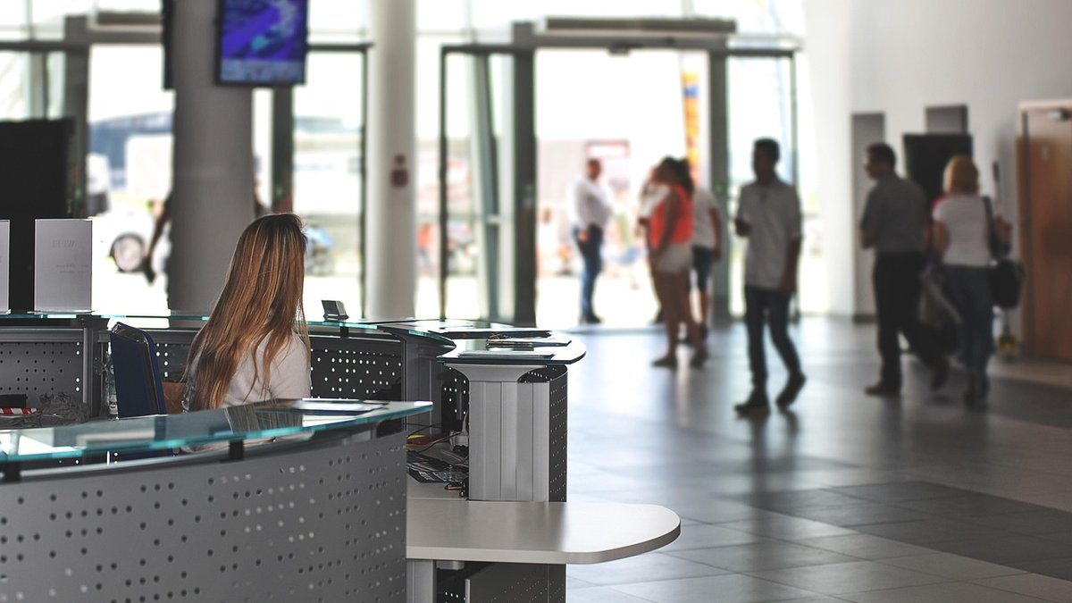 Bright medical clinic reception area